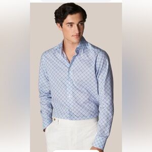 ETON Blue Medallion Print Twill Cotton &
Tencel™ Lyocell Shirt size xl
